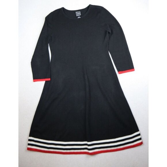 Black and Red Striped Hem Dress - Picture 1 of 8